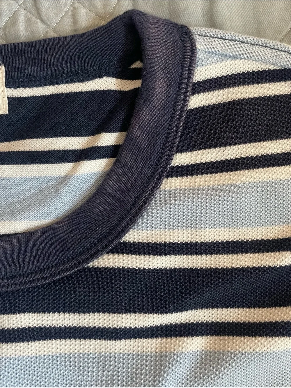 J. CREW Washed piqué T-shirt in stripe in Blue (Multi) Size M NWD $79.50 CT742